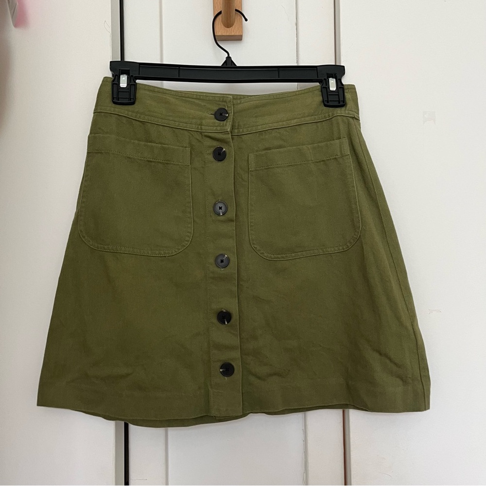 Madewell Olive Green A Line Swing Mini Skirt, 00